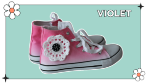 VIOLET crochet flowers for trainer embellishment