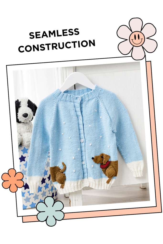 Seamless baby cardigan construction when knitting for babies