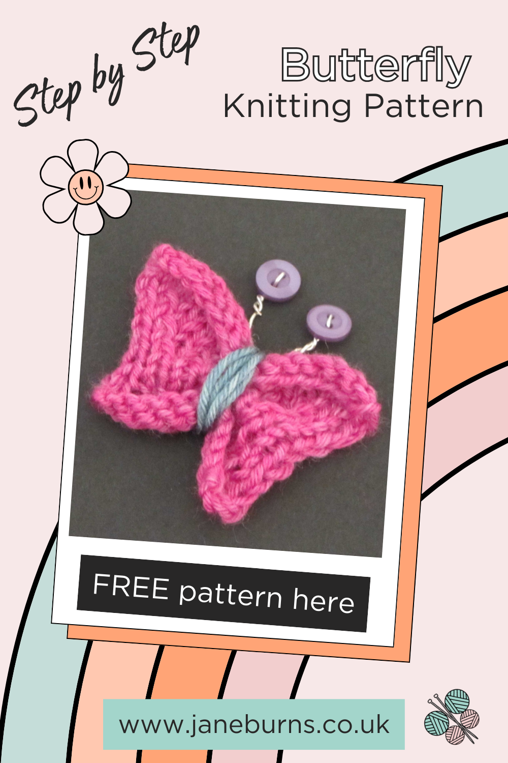 Quick and easy knitted butterflies tutorial, cute butterfly knitting pattern by jane burns